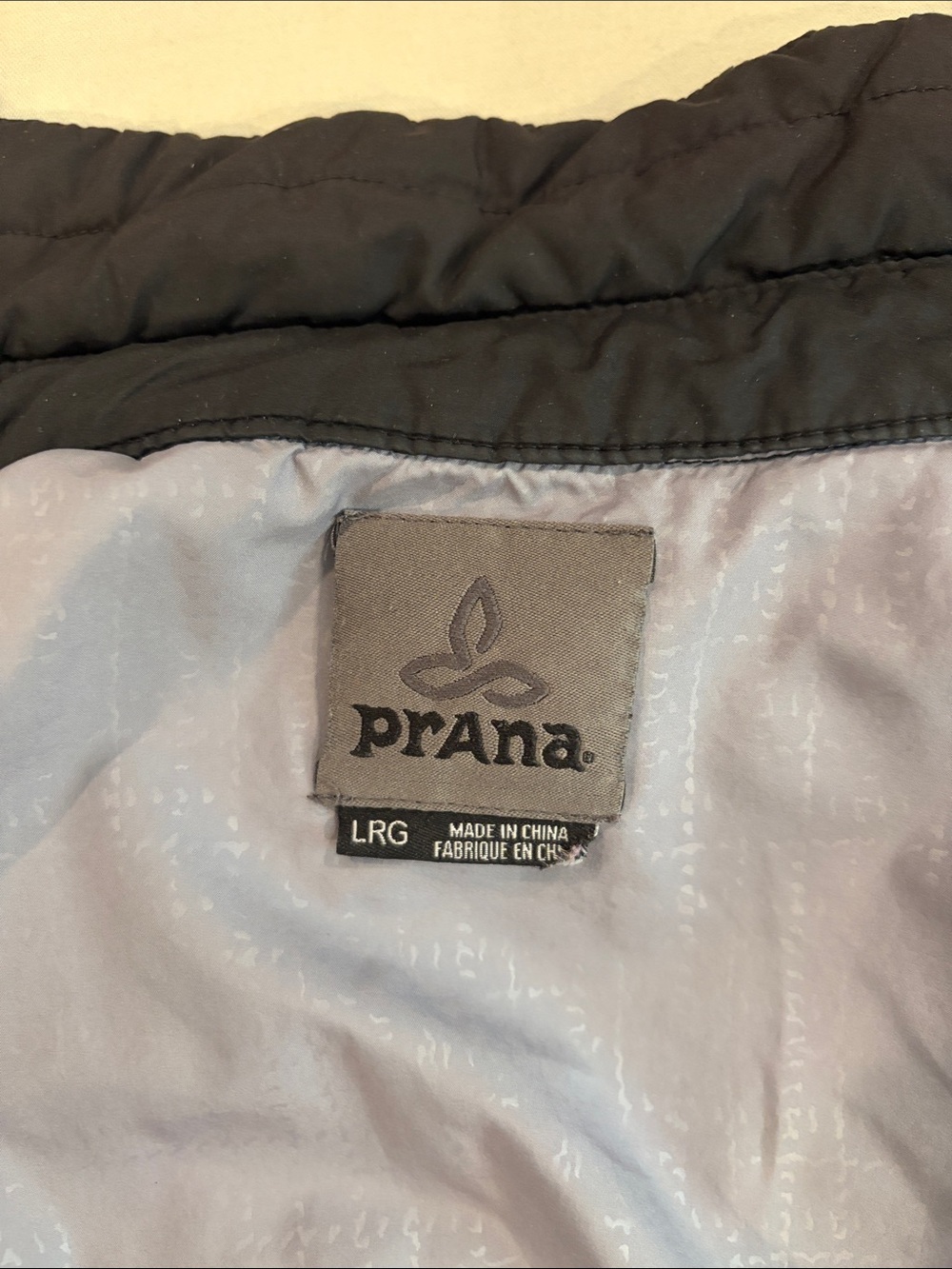 Prana Black and Light Gray Women's Puffer Jacket